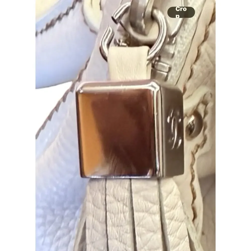 Chanel LAX Bowler Bag Cream Pebbled Leather Silver Tassel Series 8 2003 - Picture 10 of 14